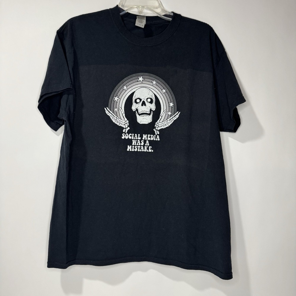 Men's T-Shirt Size Large Black, Funny Vintage Inspired Graphic Print, Skull